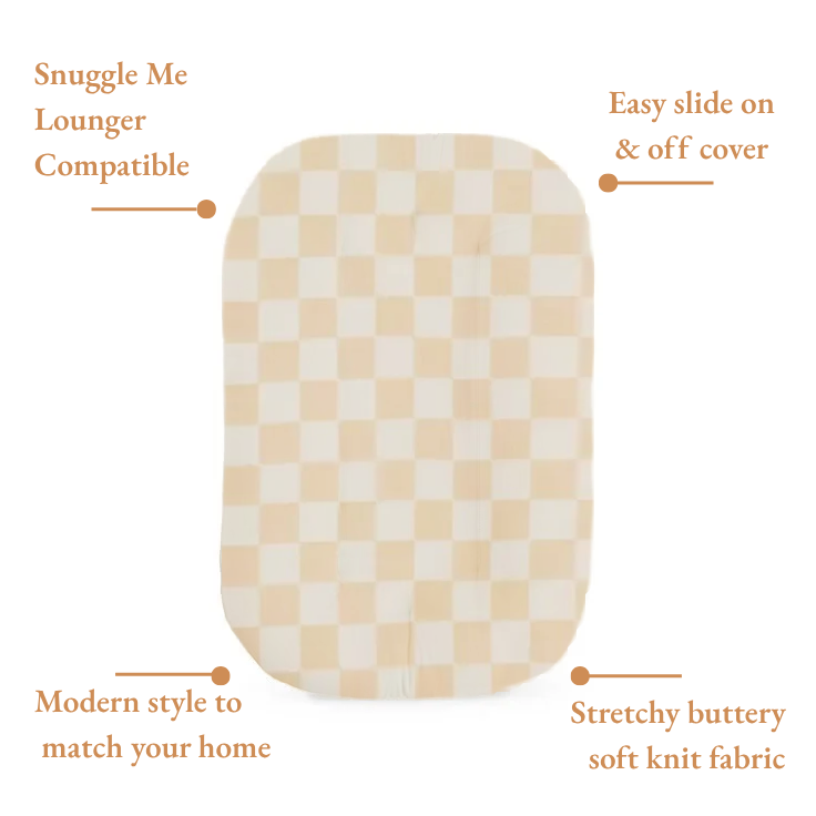 Beige & White Checkered Baby Lounger Cover — Little Mae & Co