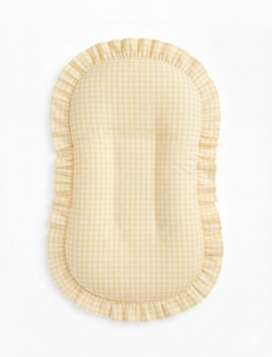 Yellow Gingham Ruffle Baby Lounger Cover — Little Mae & Co