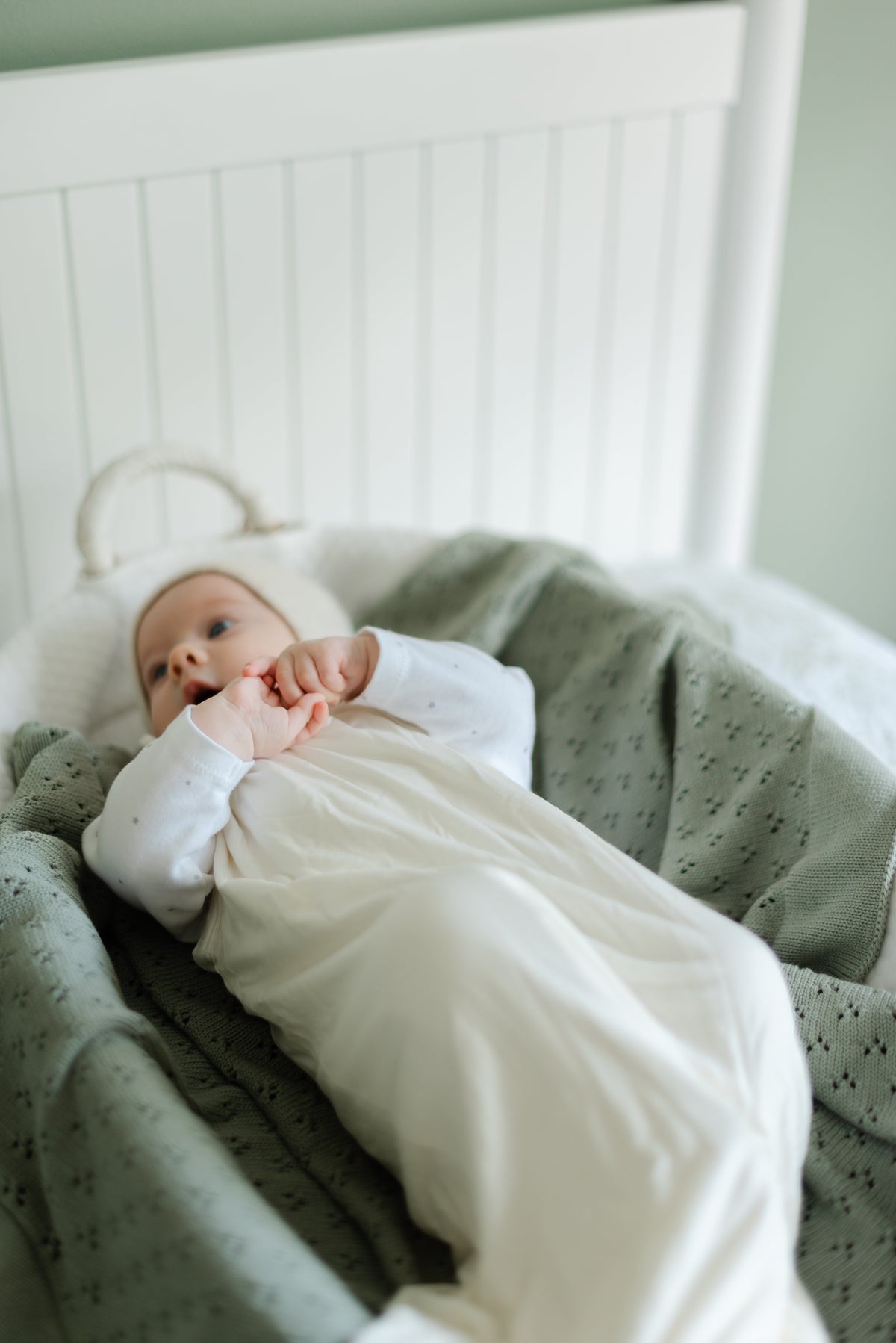 Mint Pointelle Knit Blanket — Little Mae & Co