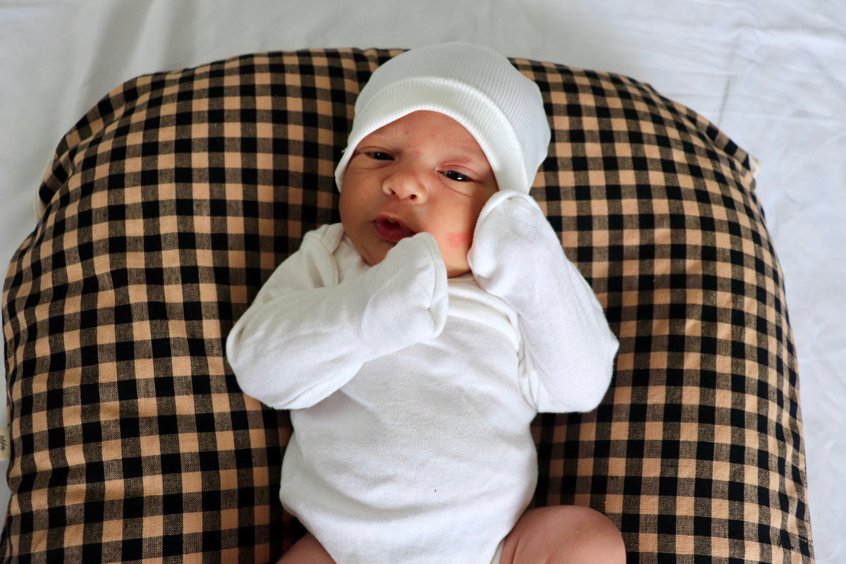 Brown Black Gingham Ruffle Baby Lounger Cover — Little Mae & Co