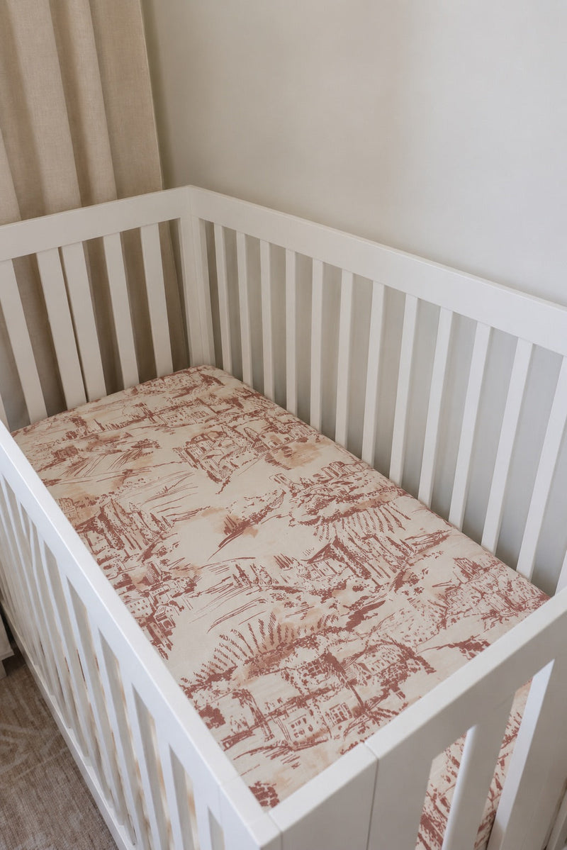 Brown Toile Crib Sheet — Little Mae & Co
