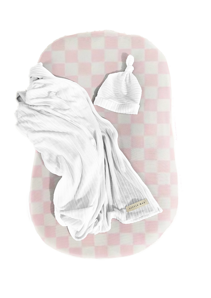Pink White Checkered Baby Lounger Cover — Little Mae & Co