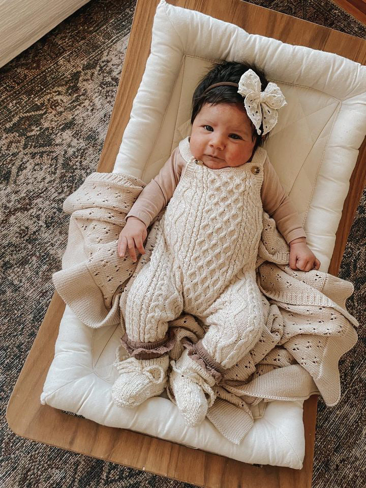 Toffee Pointelle Knit Blanket — Little Mae & Co