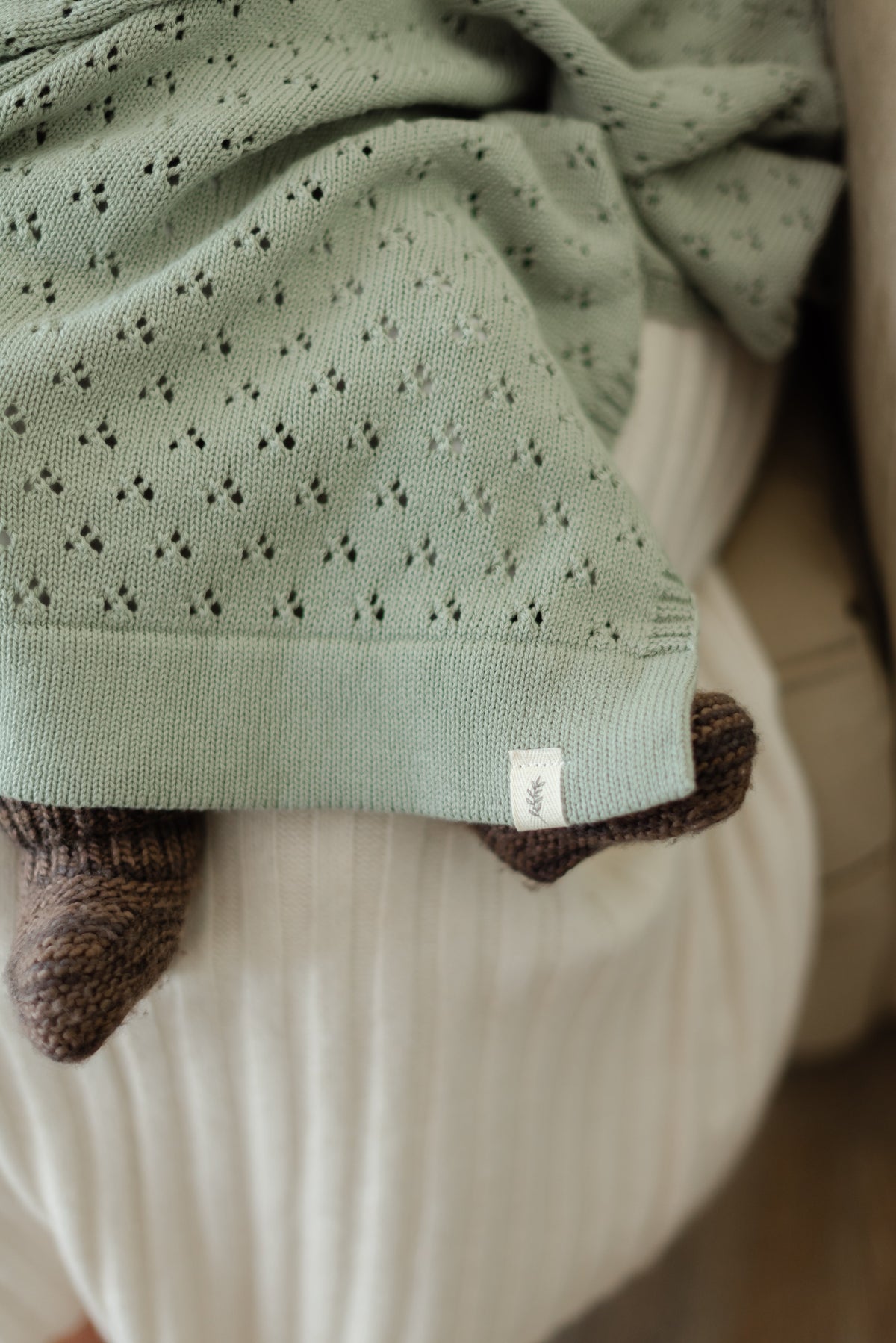 Mint Pointelle Knit Blanket — Little Mae & Co