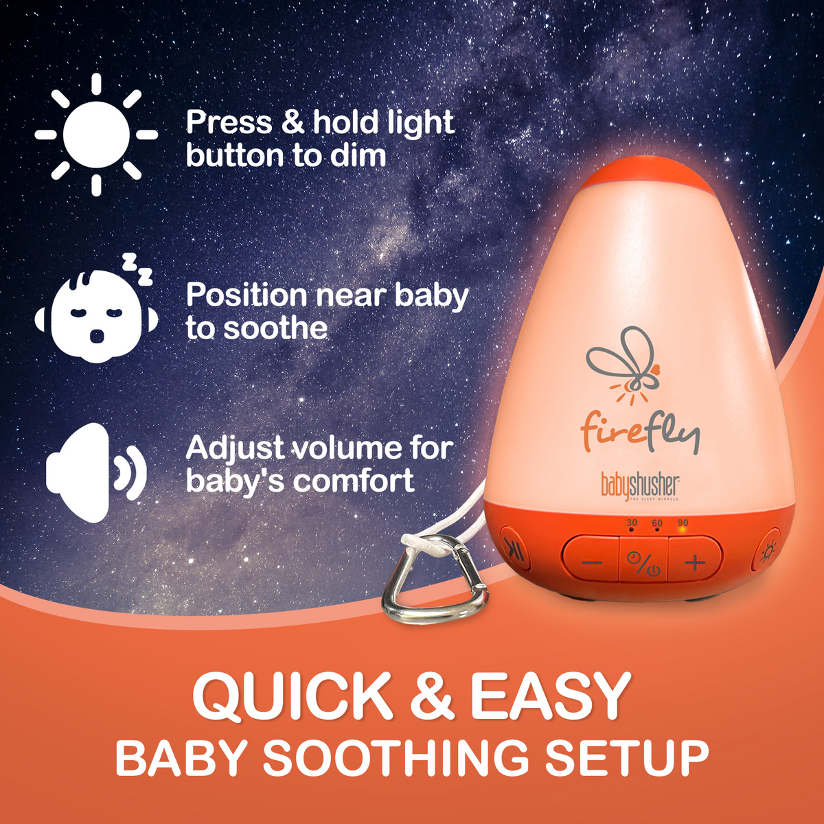 Baby Shusher Firefly – Portable Sound Machine & Night Light with Real Shushing Sound — Shusher