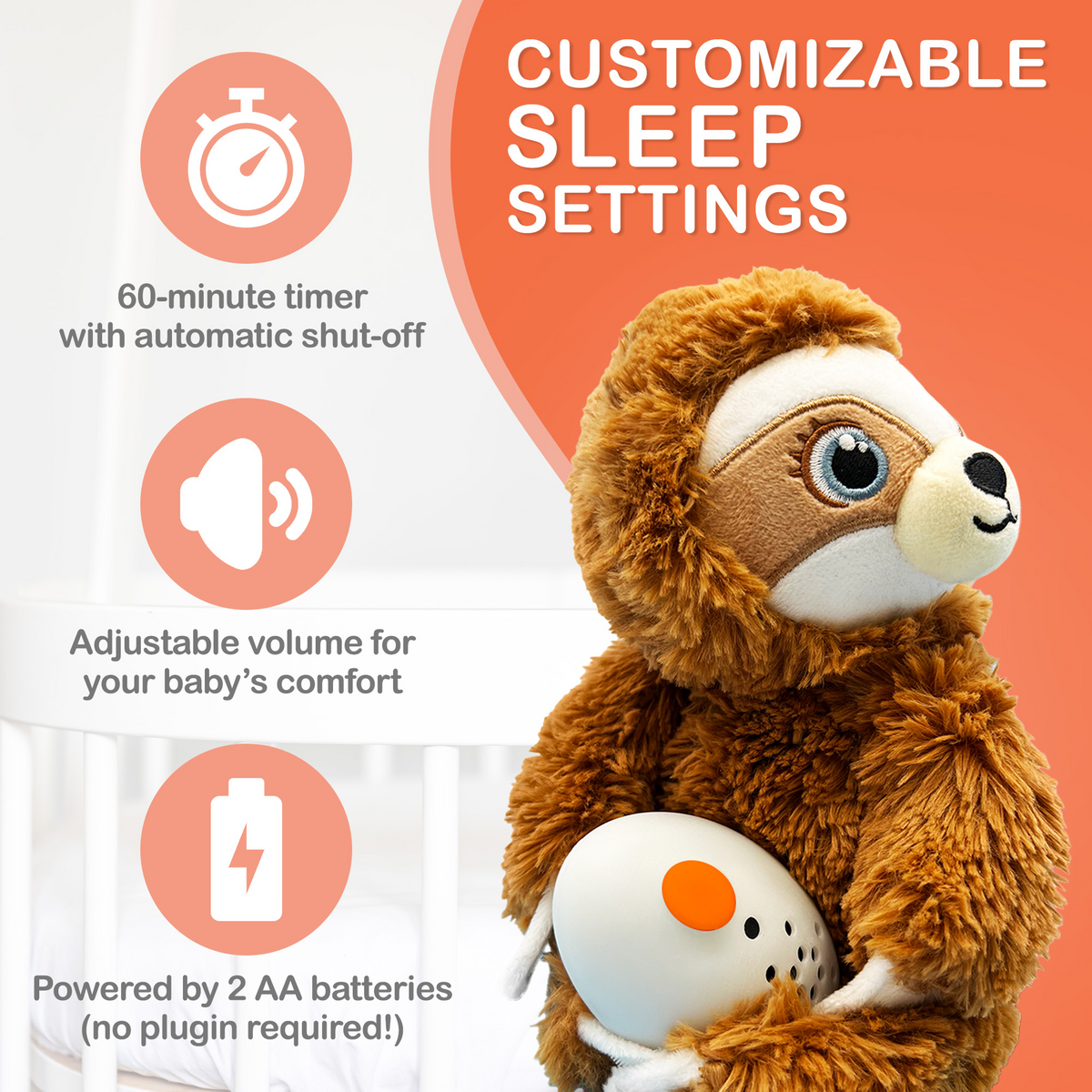 Baby Shusher Sloth – Plush Sound Machine with Real Shushing Sound & Smart Cry Detection — Shusher
