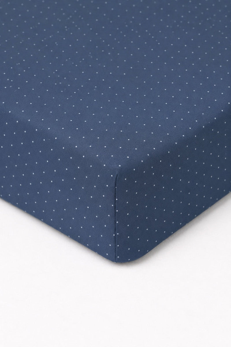 Denim Dot Crib Sheet — Little Mae & Co