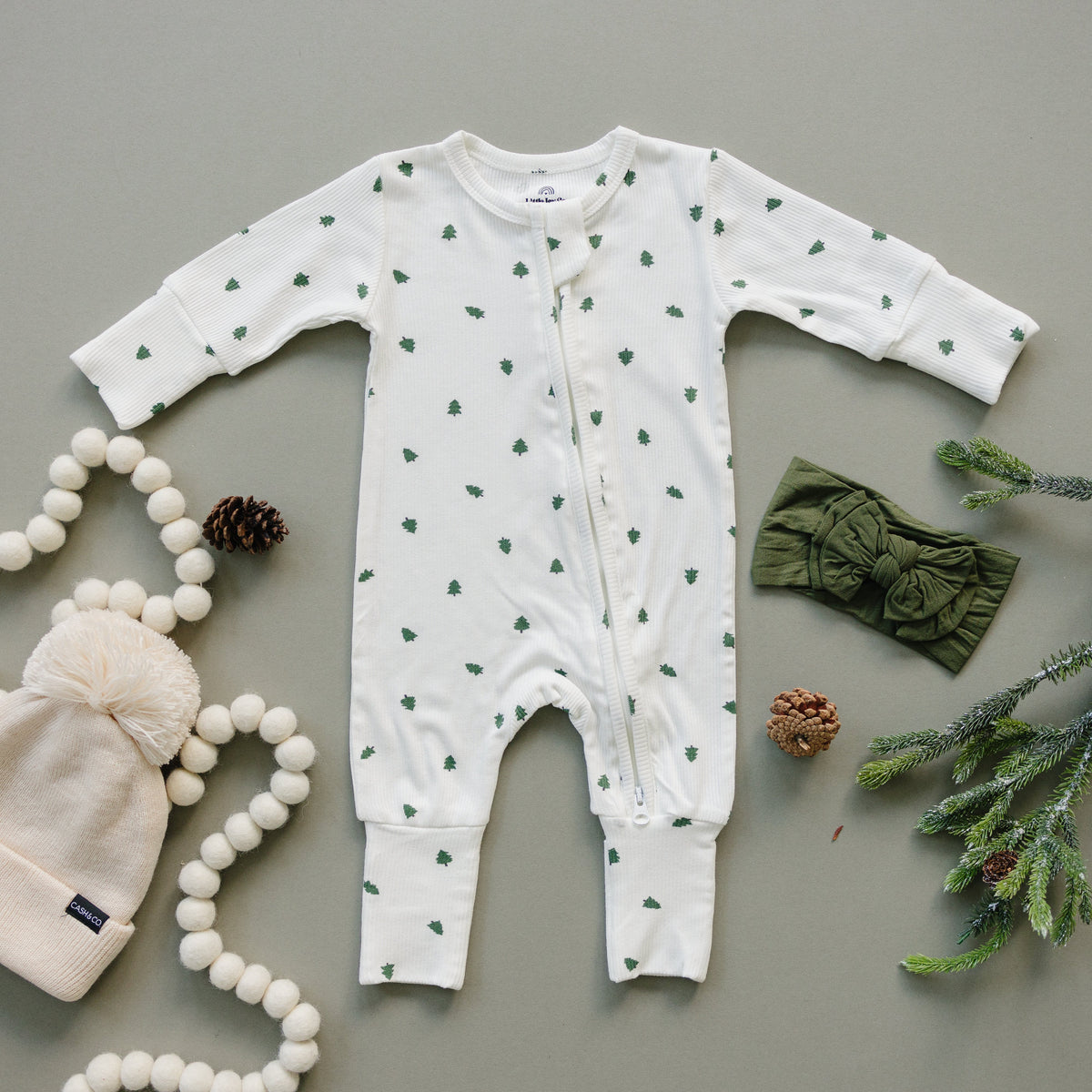 Tiny Trees Ribbed Bamboo Zippy Pajamas — Little Joy Co.