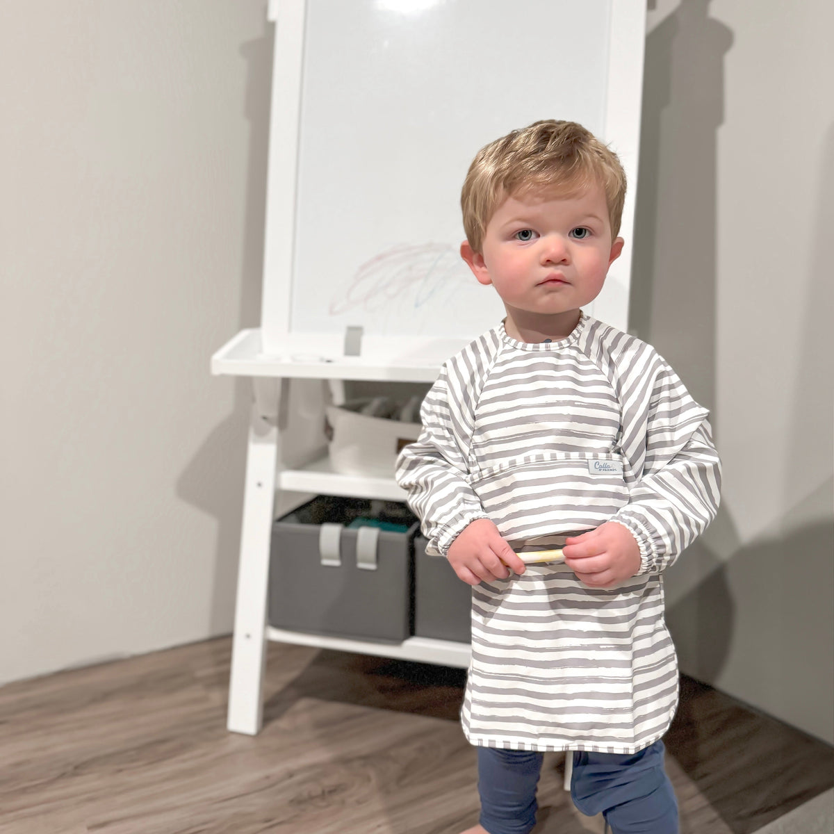 The Grayson Long Sleeve Bib - Brush Stripes — Calla and Friends