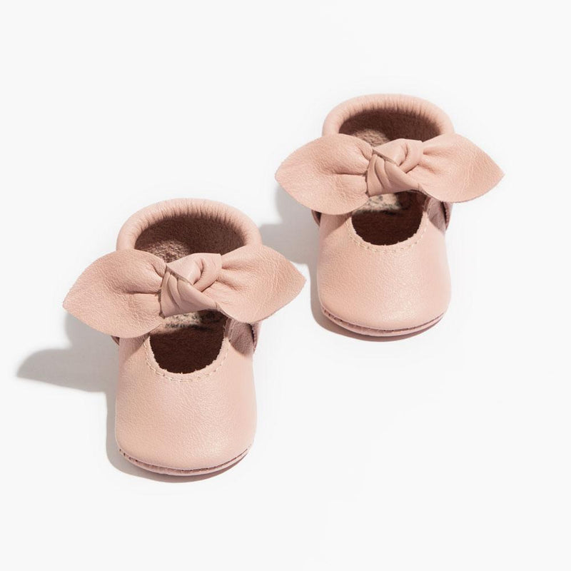 Blush Knotted Bow Baby Shoe — Freshly Picked