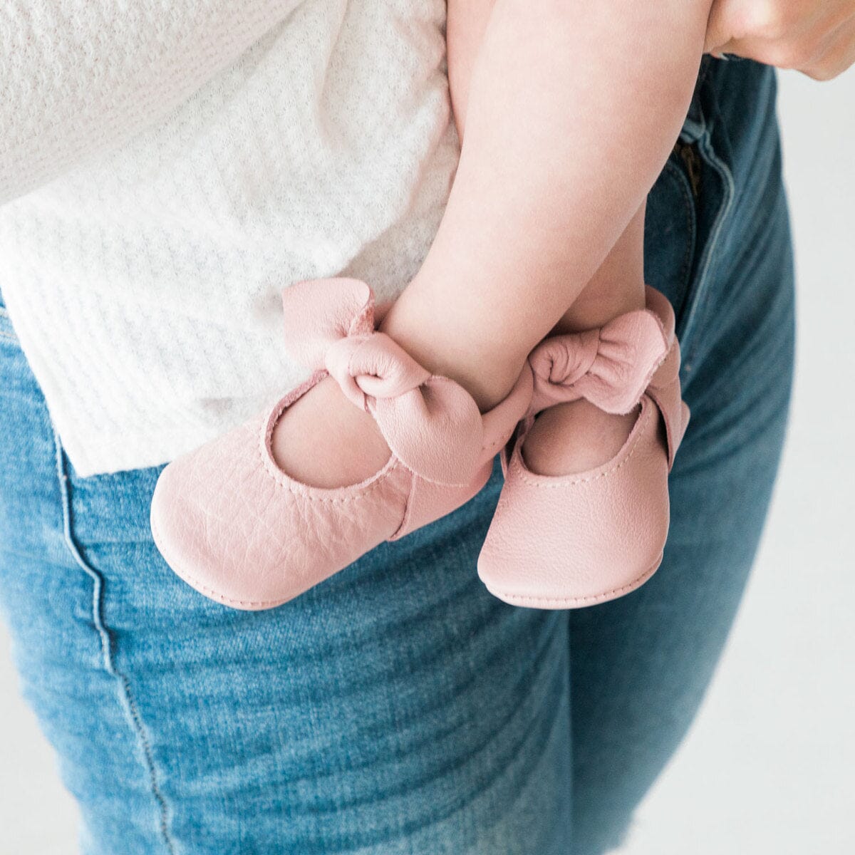 Blush Knotted Bow Baby Shoe — Freshly Picked