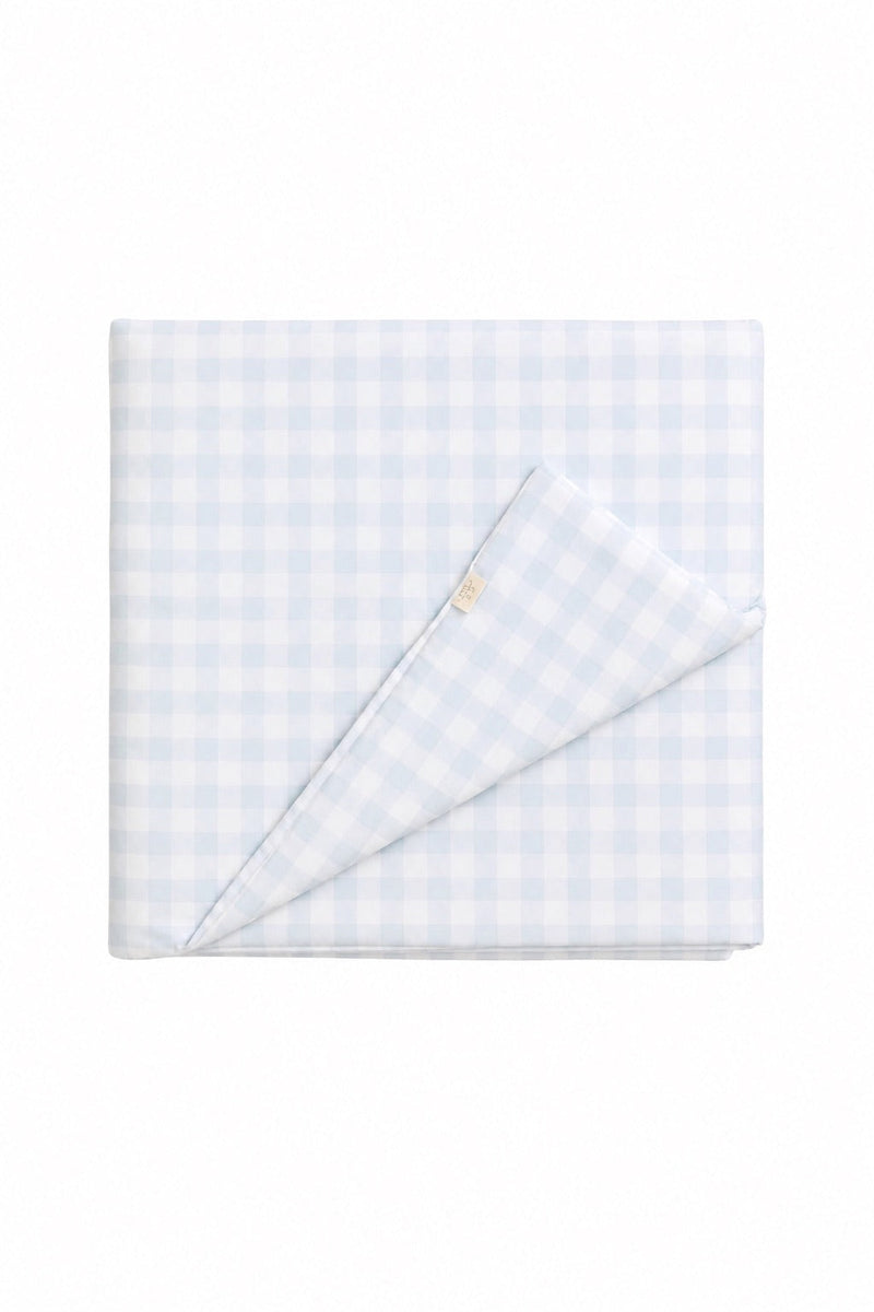Light Blue Checkered Crib Quilted Blanket — Little Mae & Co