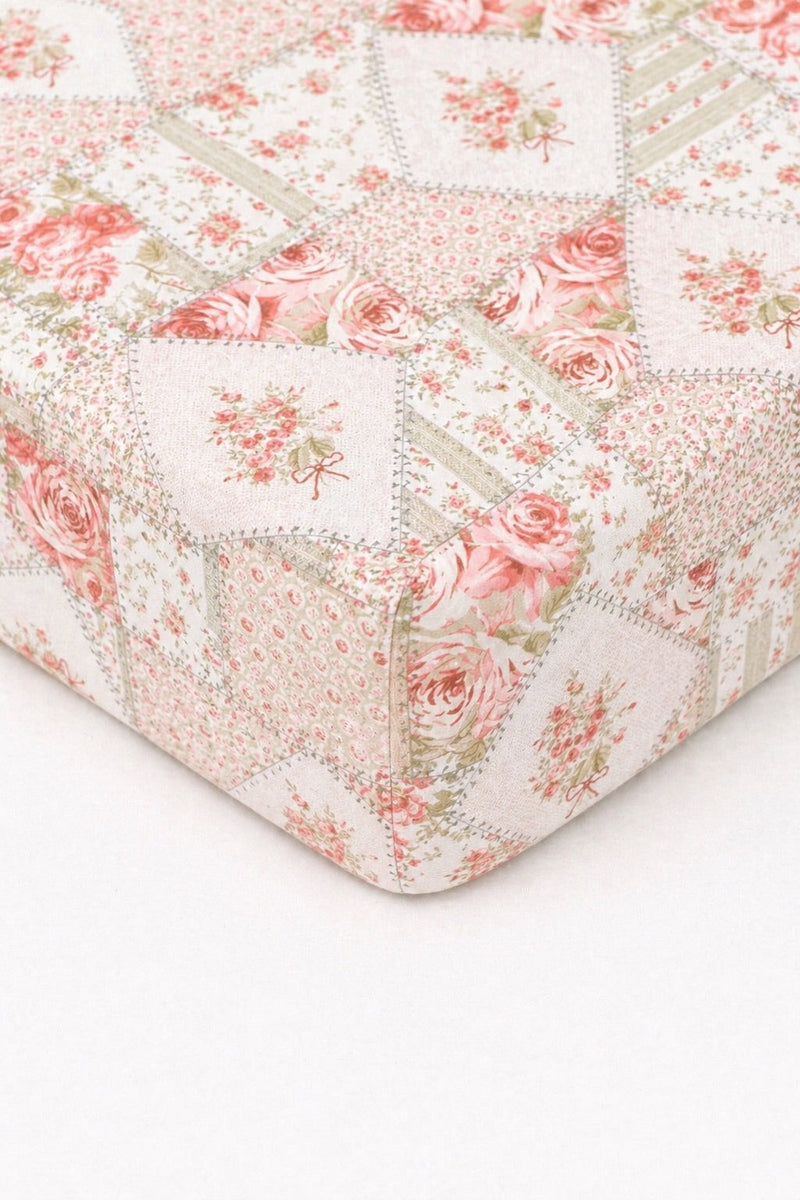 Pink Green Patch Crib Sheet — Little Mae & Co