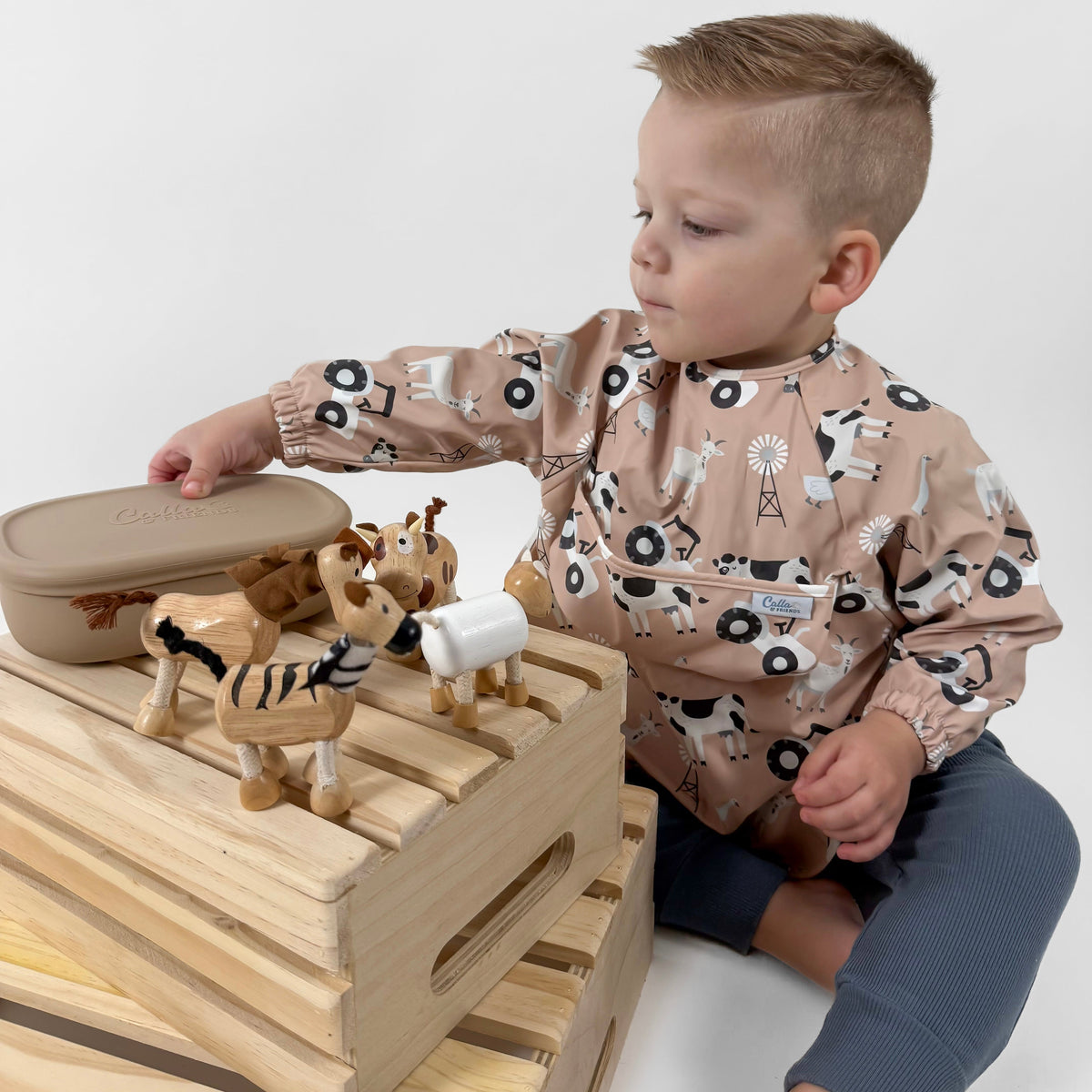 The Grayson Long Sleeve Bib - Farm — Calla and Friends