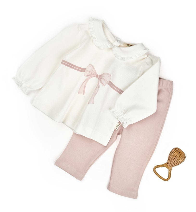 Organic Blush Ribbon Ruffle Set — Honey and Hive