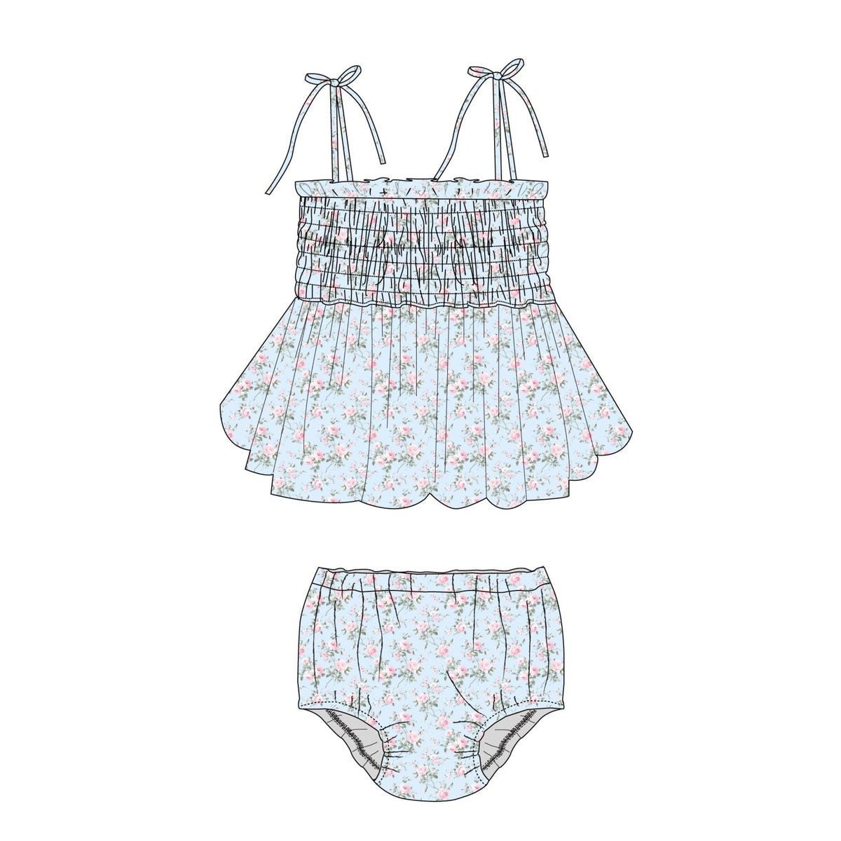 Eloise - Smocked Diaper Dress Set — Blush Lotus
