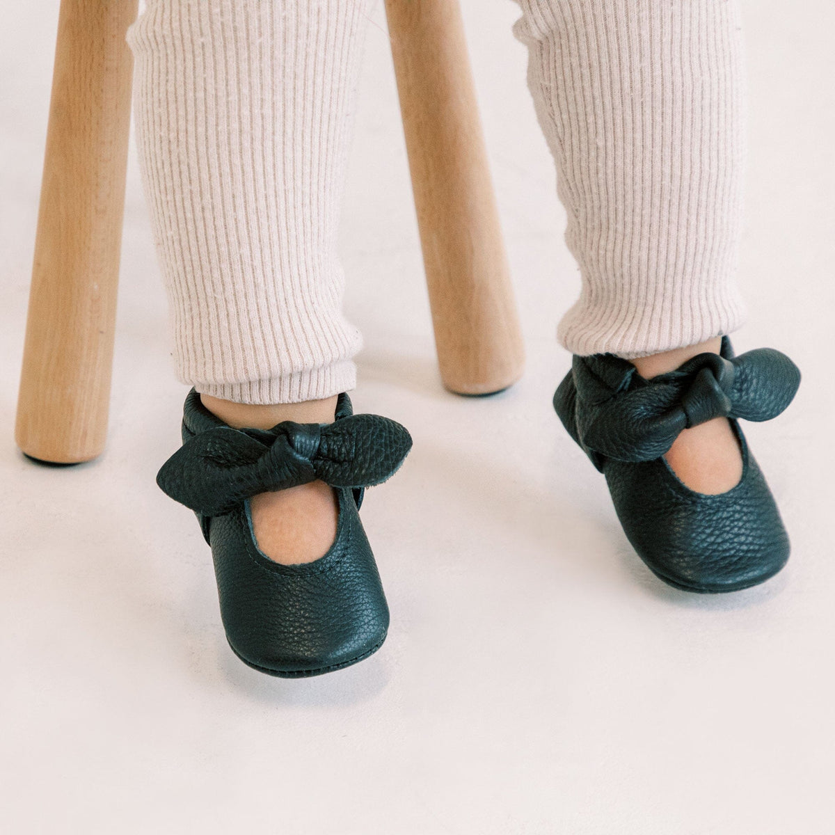 Ebony Knotted Bow Baby Shoe — Freshly Picked