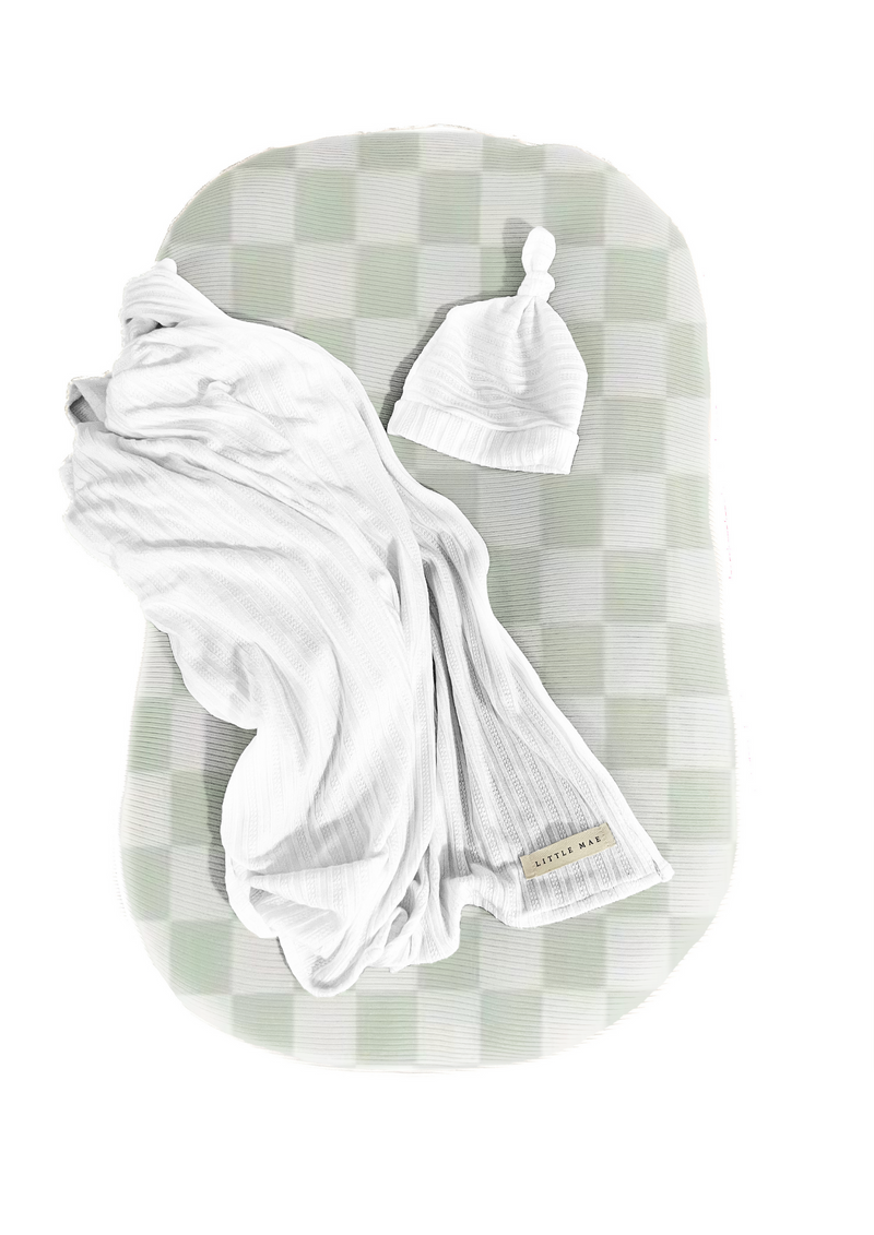 Green White Checkered Baby Lounger Cover — Little Mae & Co