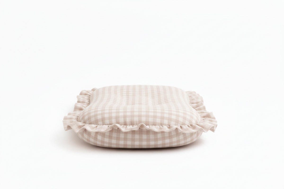 Beige Gingham Ruffle Baby Lounger Cover — Little Mae & Co
