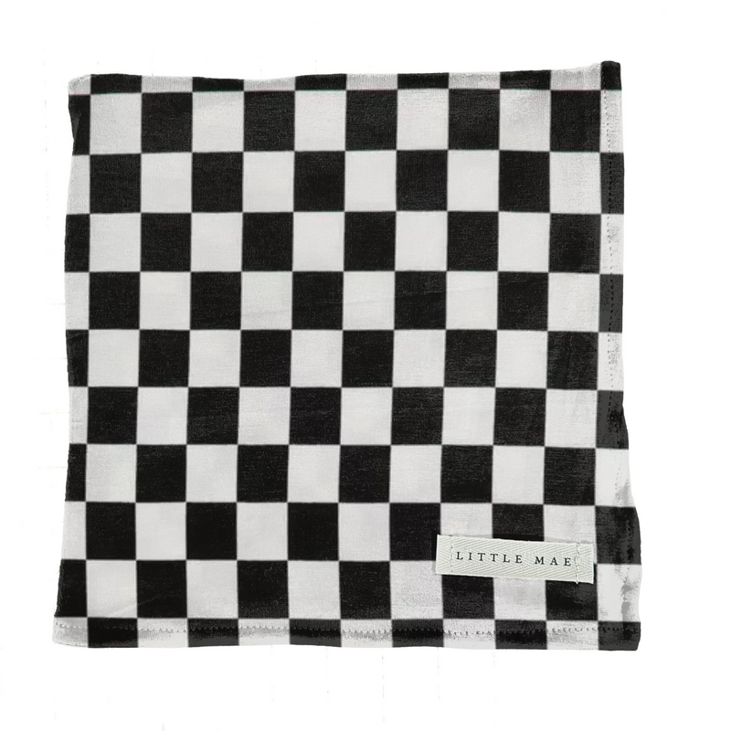Race Black & White Checkered Stretch Swaddle — Little Mae & Co