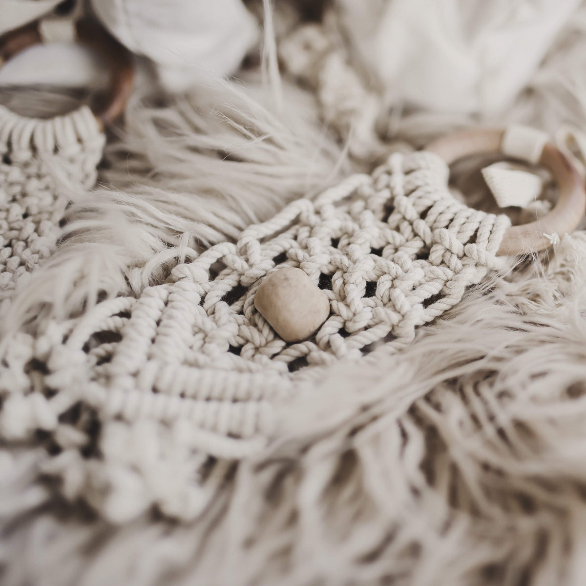 all-in-one toy | macrame mesh & bead — Finn + Emma