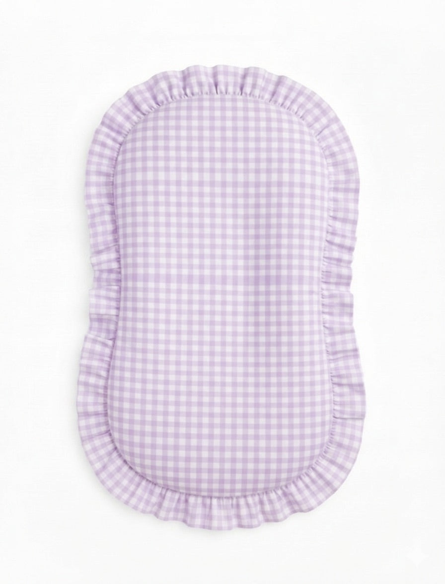 Purple Gingham Ruffle Baby Lounger Cover — Little Mae & Co