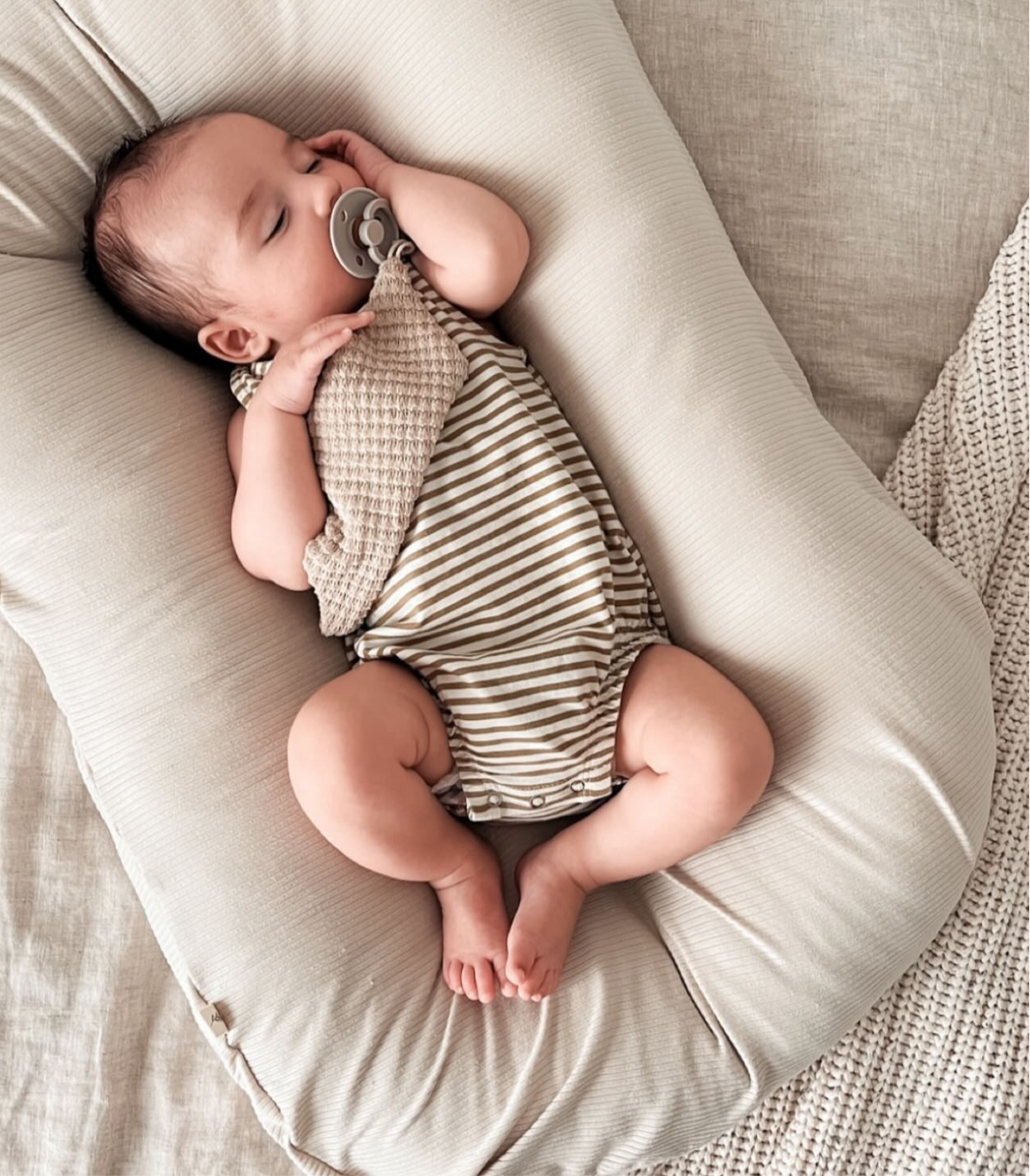 Oat Ribbed Baby Lounger Cover — Little Mae & Co