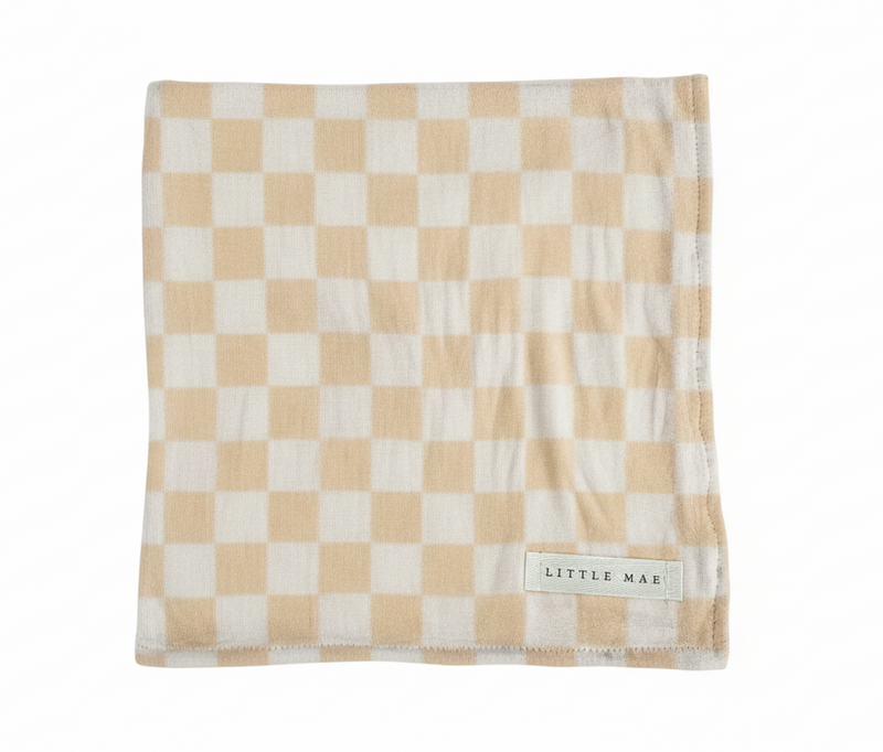 Beige & White Checkered Stretch Swaddle — Little Mae & Co