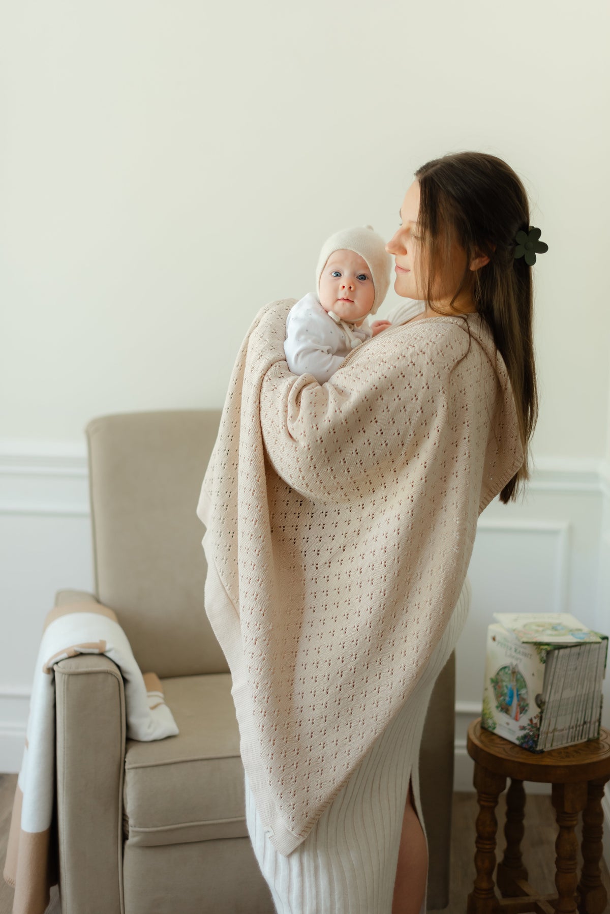 Toffee Pointelle Knit Blanket — Little Mae & Co