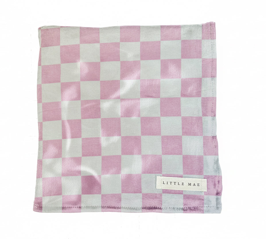 Pink & White Checkered Stretch Swaddle — Little Mae & Co