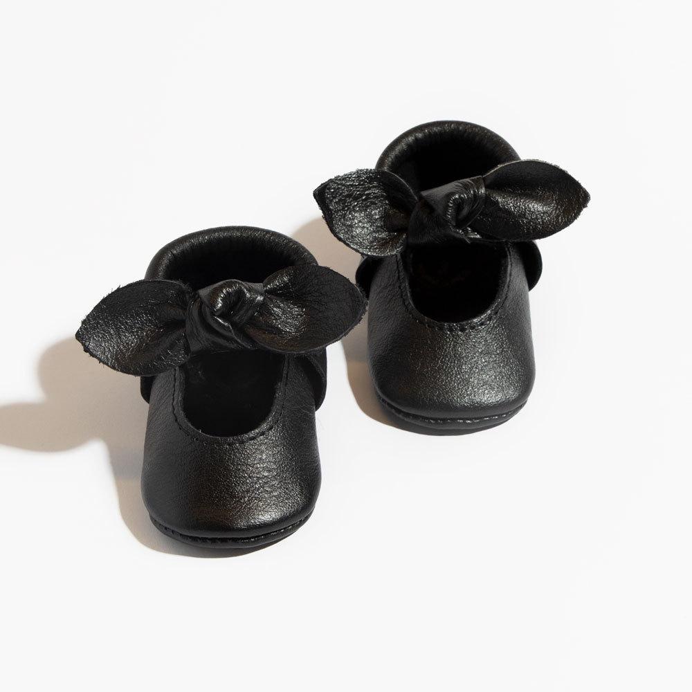 Ebony Knotted Bow Baby Shoe — Freshly Picked