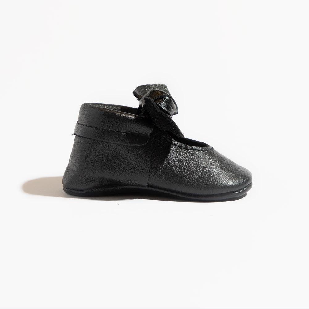 Ebony Knotted Bow Baby Shoe — Freshly Picked