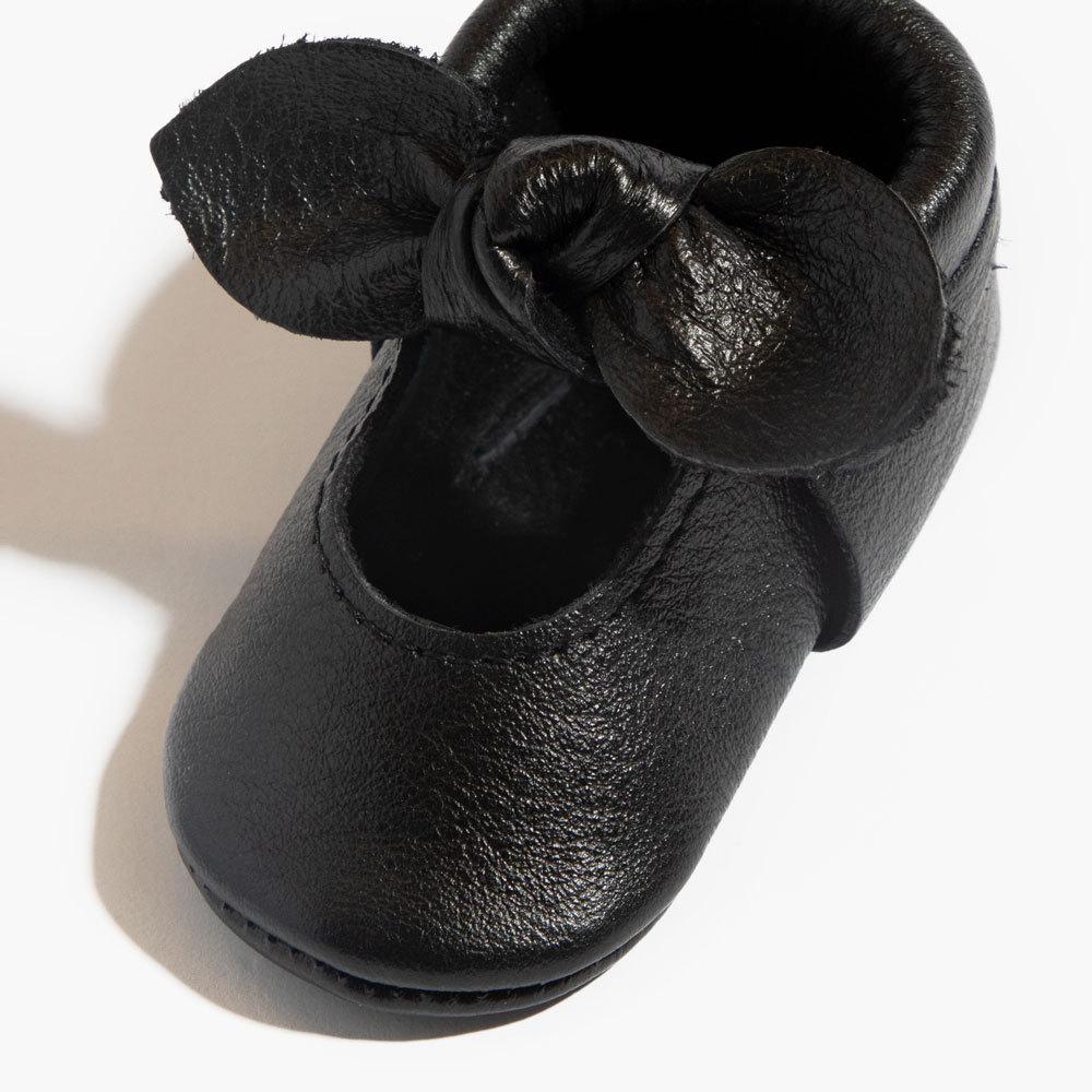 Ebony Knotted Bow Baby Shoe — Freshly Picked