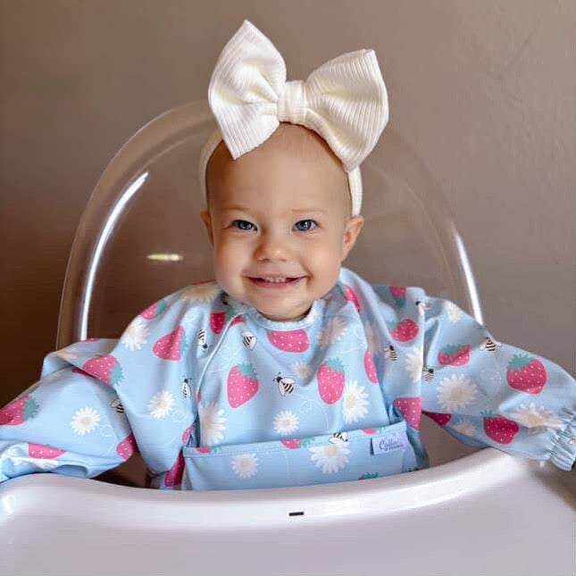 The Grayson Long Sleeve Bib - Strawberry Patch — Calla and Friends