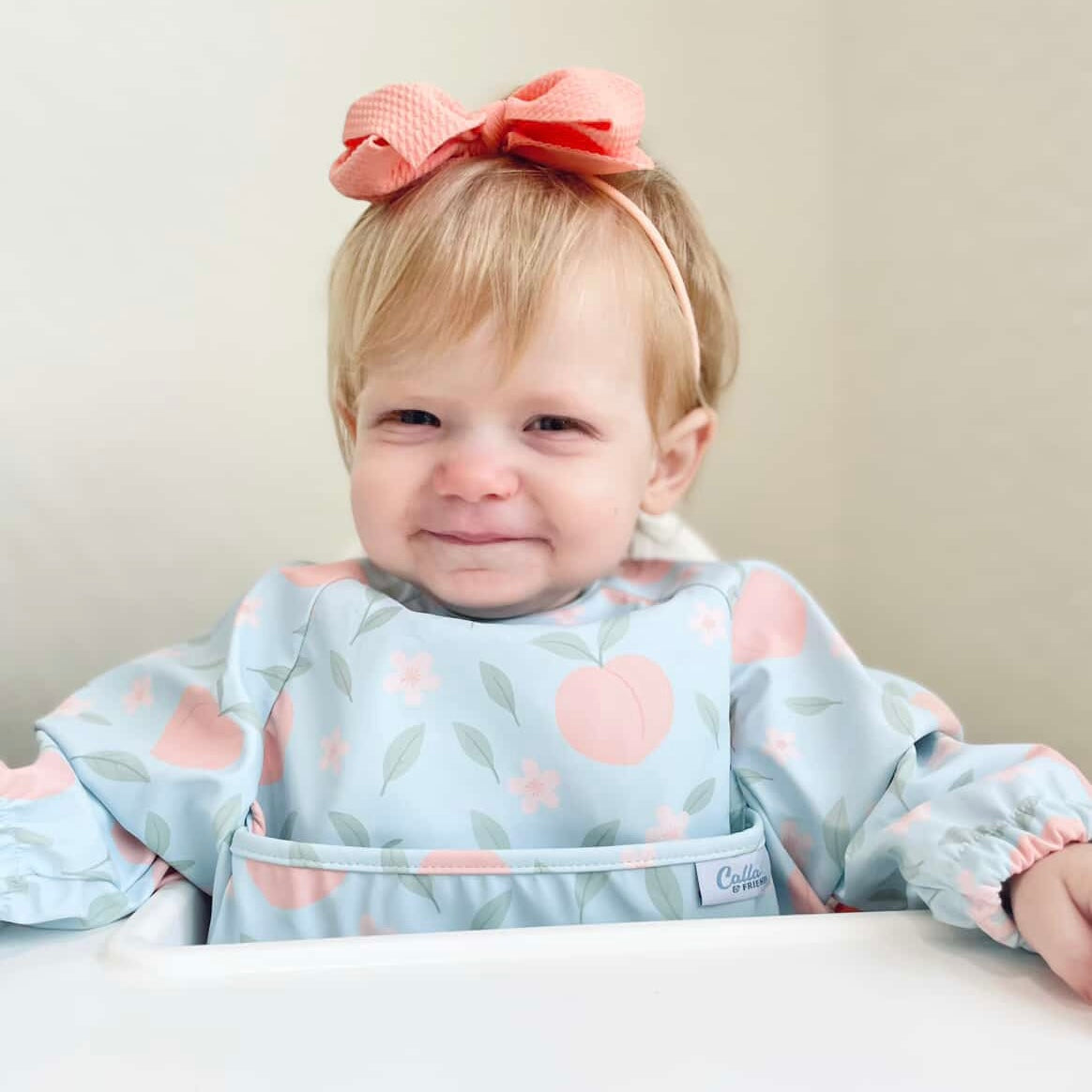 The Grayson Long Sleeve Bib - Peach Blossom — Calla and Friends