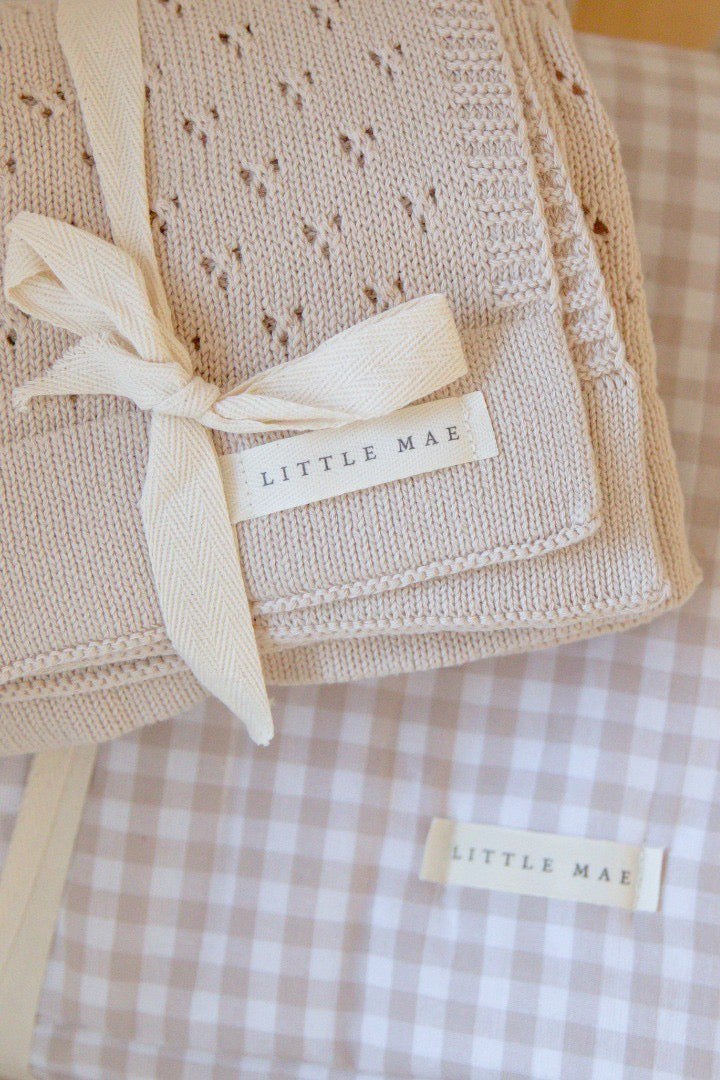 Toffee Pointelle Knit Blanket — Little Mae & Co