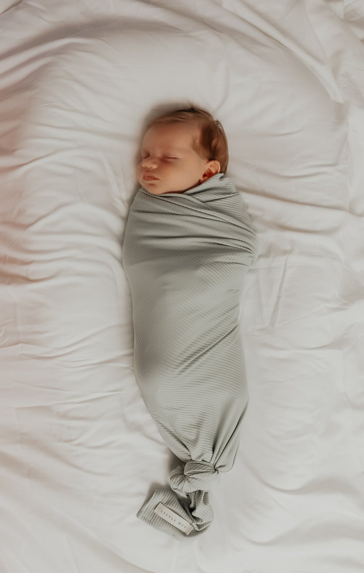 Seafoam Ribbed Stretch Swaddle — Little Mae & Co