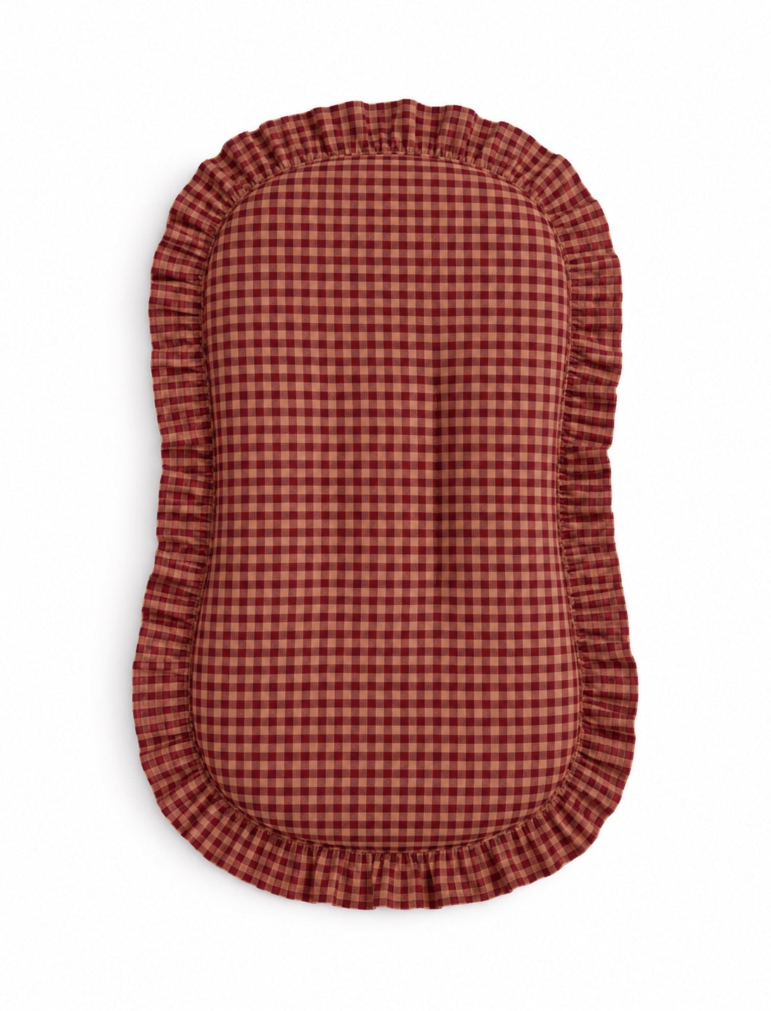 Red Beige Gingham Ruffle Baby Lounger Cover — Little Mae & Co