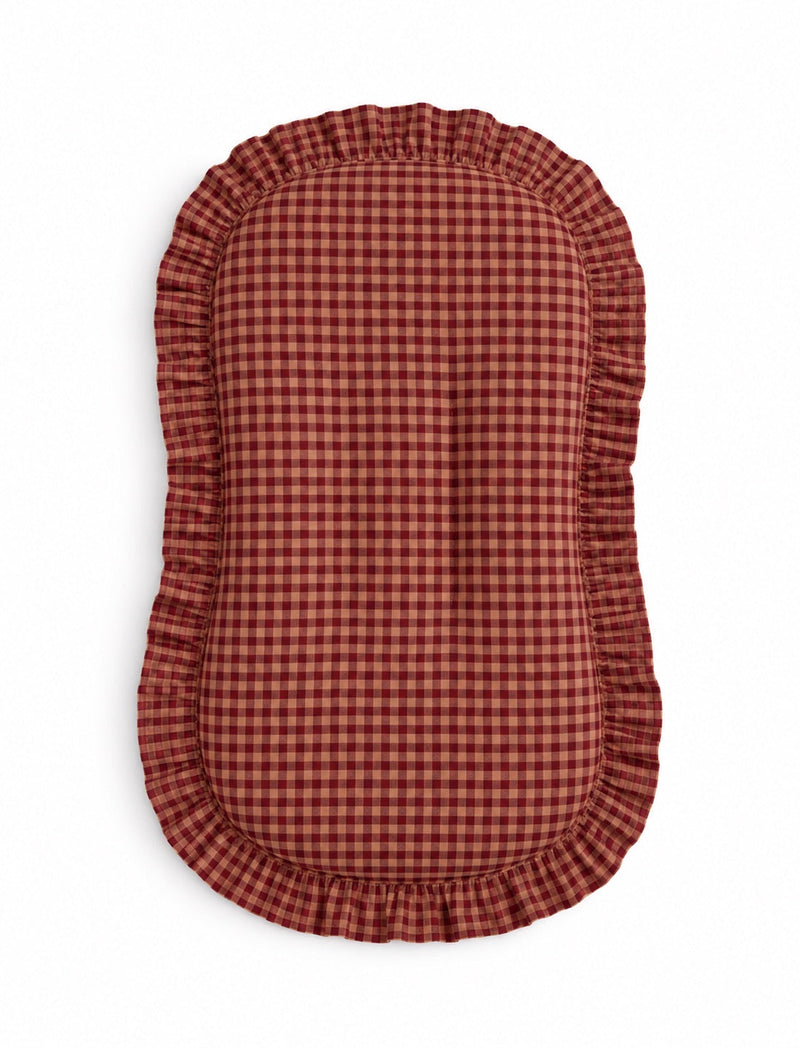 Red Beige Gingham Ruffle Baby Lounger Cover — Little Mae & Co