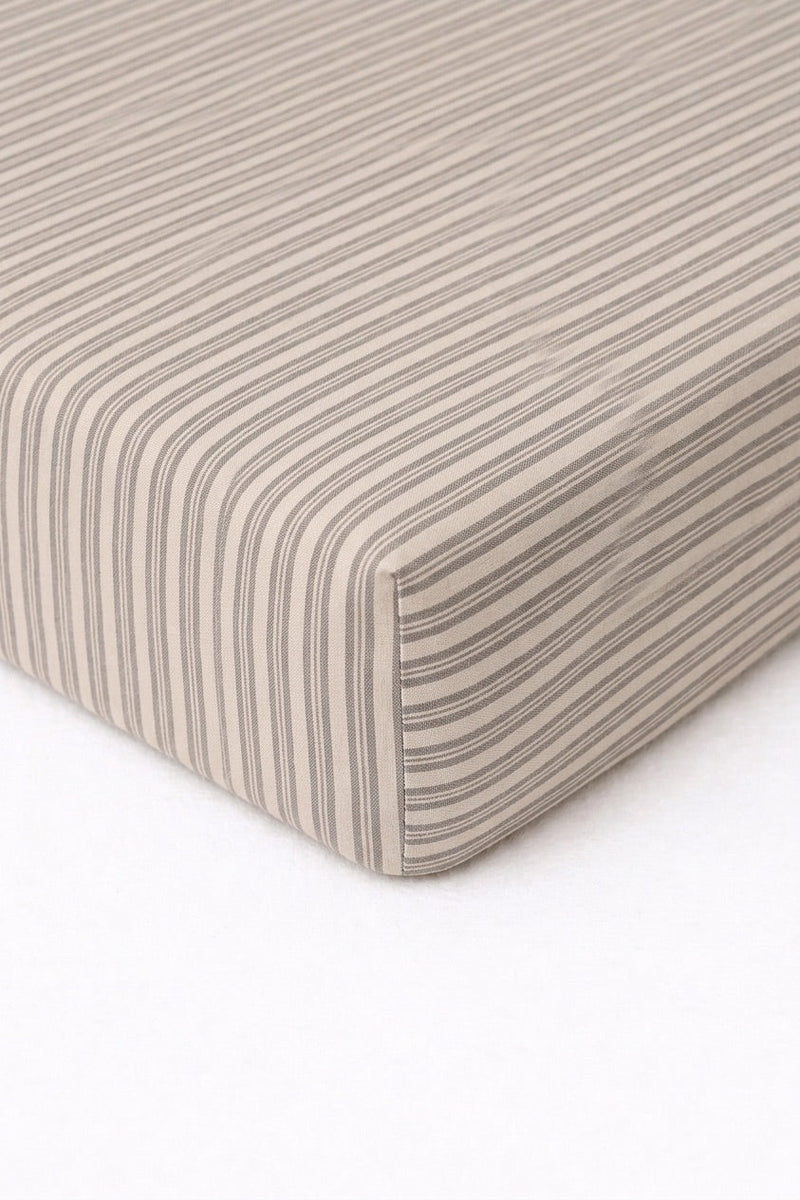 Grey Ivory Stripe Crib Sheet — Little Mae & Co