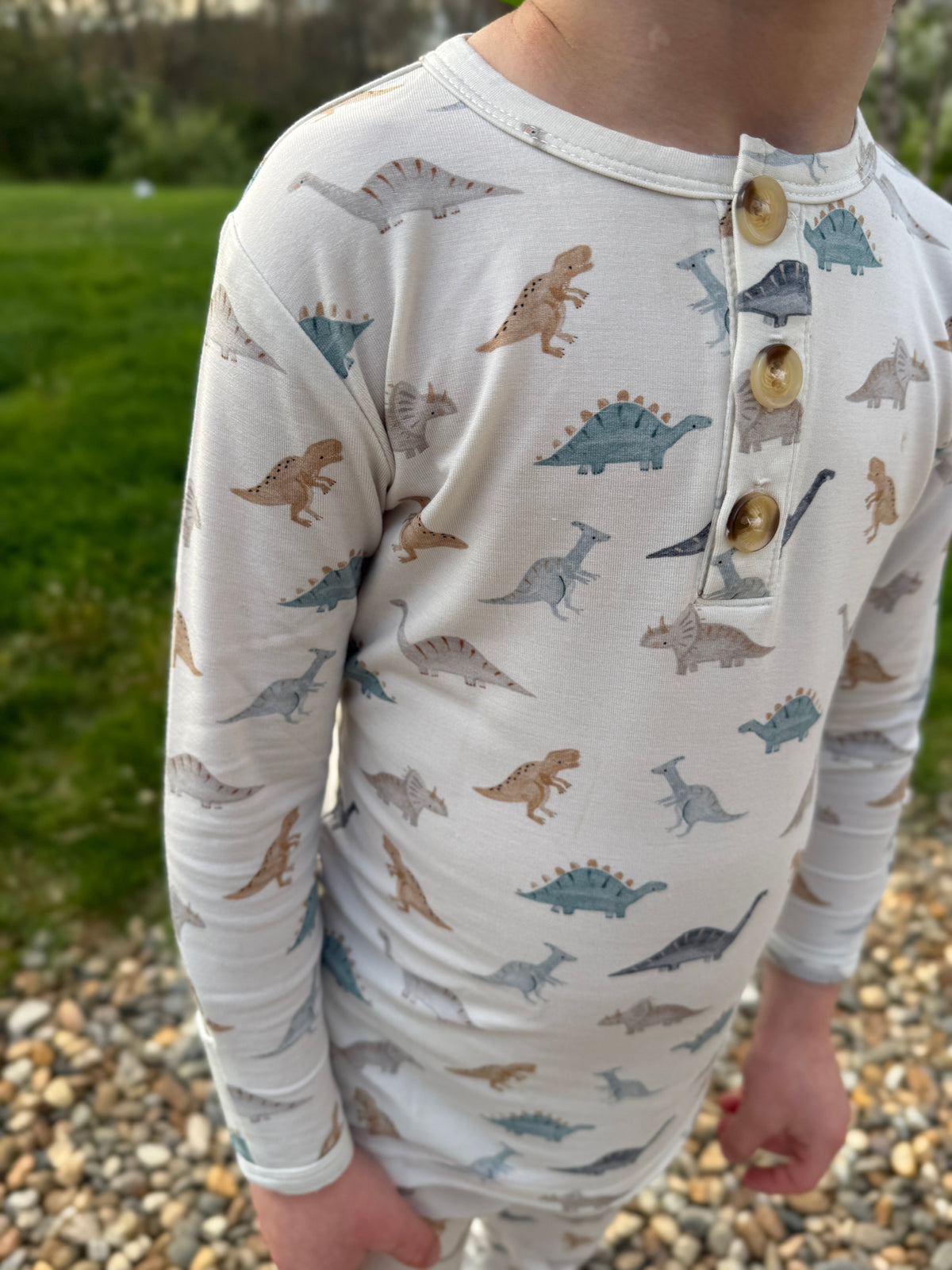 Snugglesaurus 2pc Henley Bamboo Pajamas - Sizes Newborn & Up! — Little Joy Co.