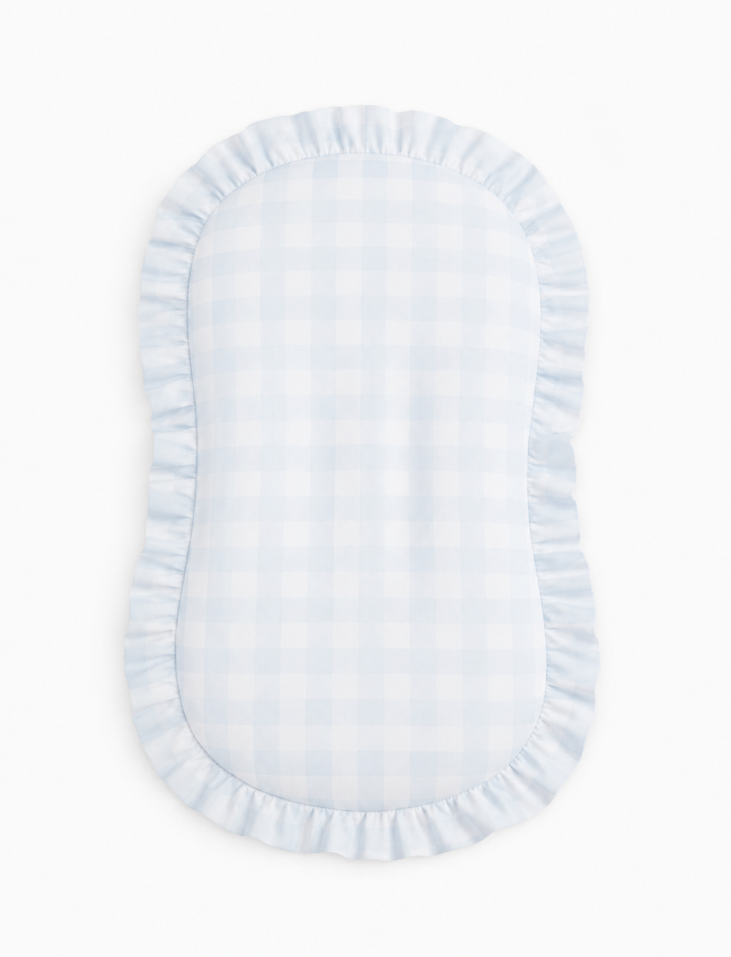 Blue Checkered Ruffle Baby Lounger Cover — Little Mae & Co