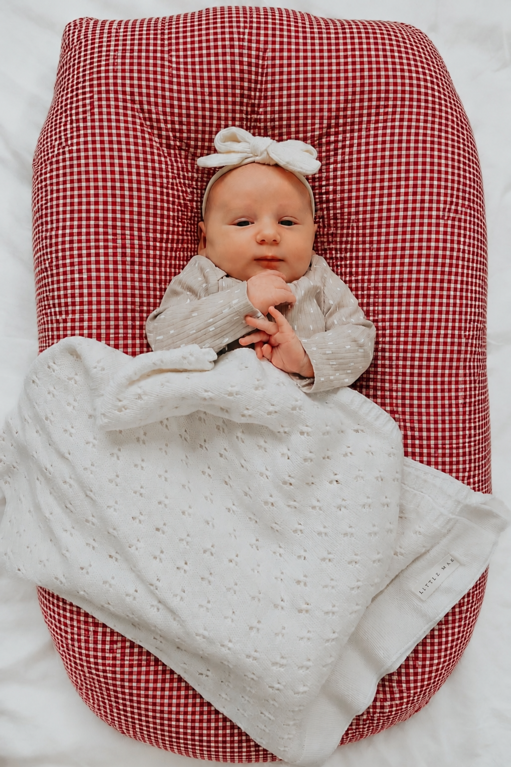 Red Gingham Ruffle Baby Lounger Cover — Little Mae & Co