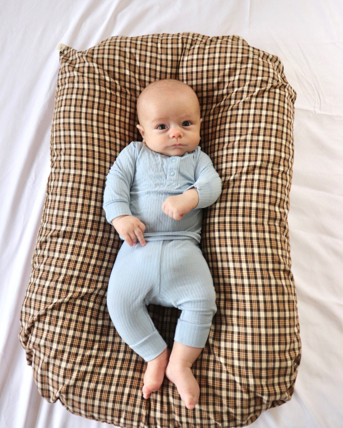 Brown Plaid Ruffle Baby Lounger Cover — Little Mae & Co