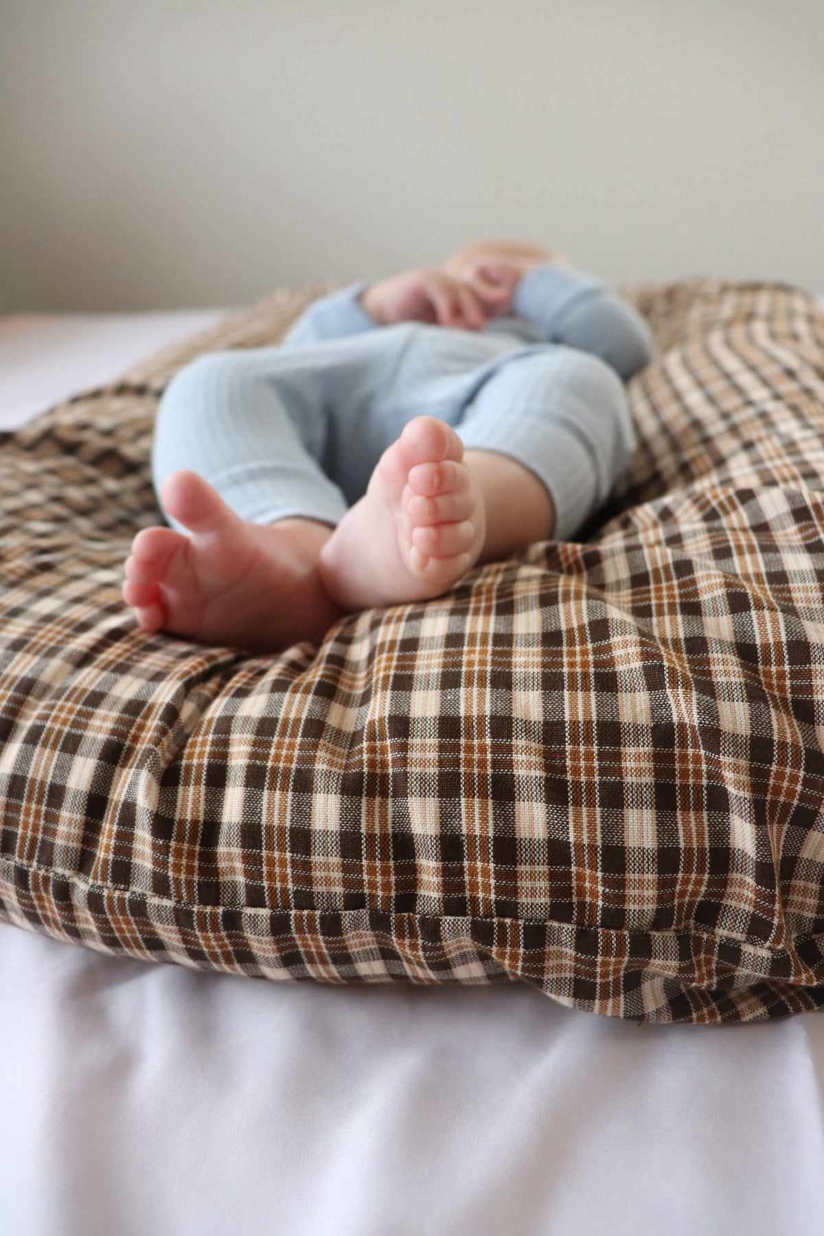 Brown Plaid Ruffle Baby Lounger Cover — Little Mae & Co