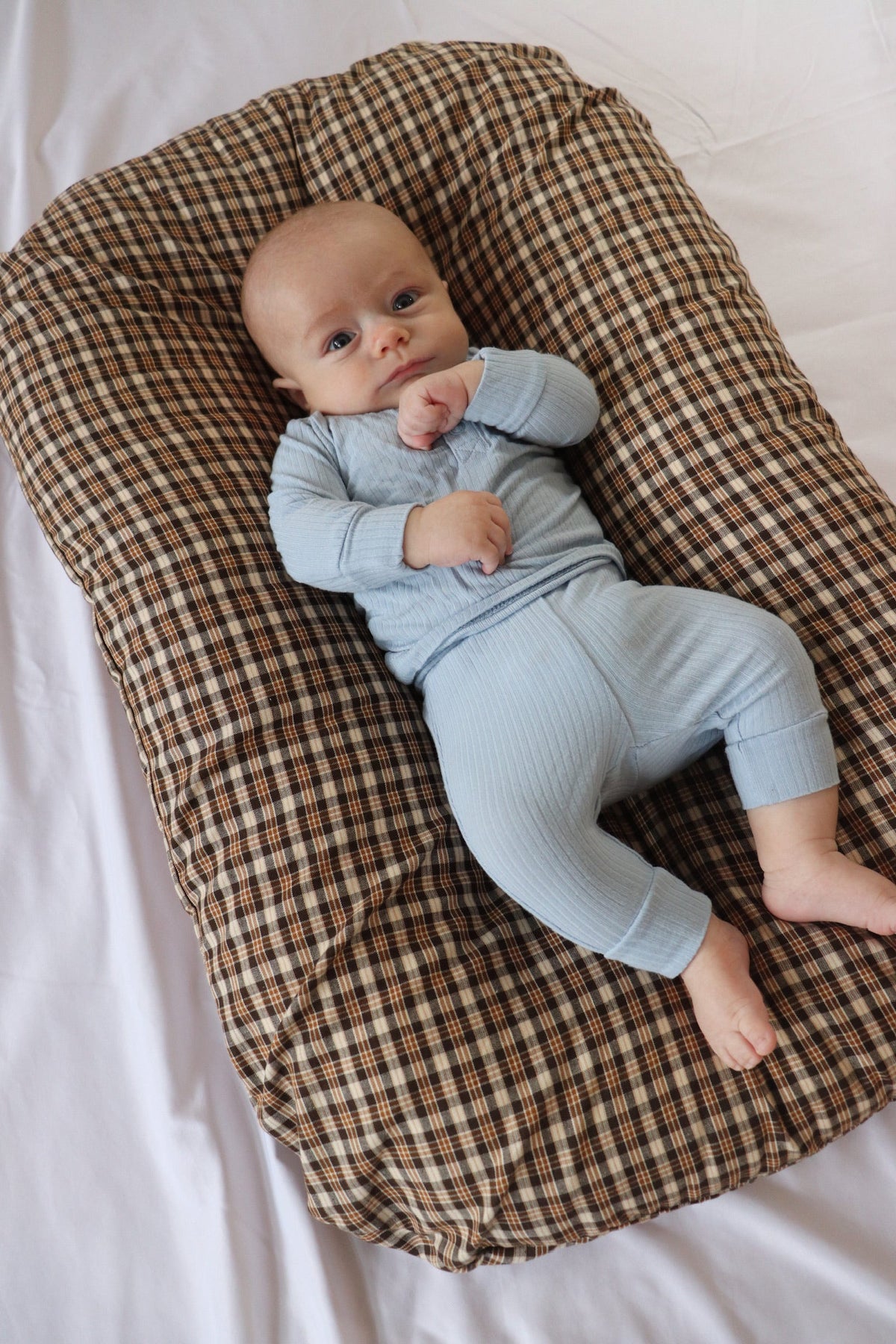 Brown Plaid Ruffle Baby Lounger Cover — Little Mae & Co