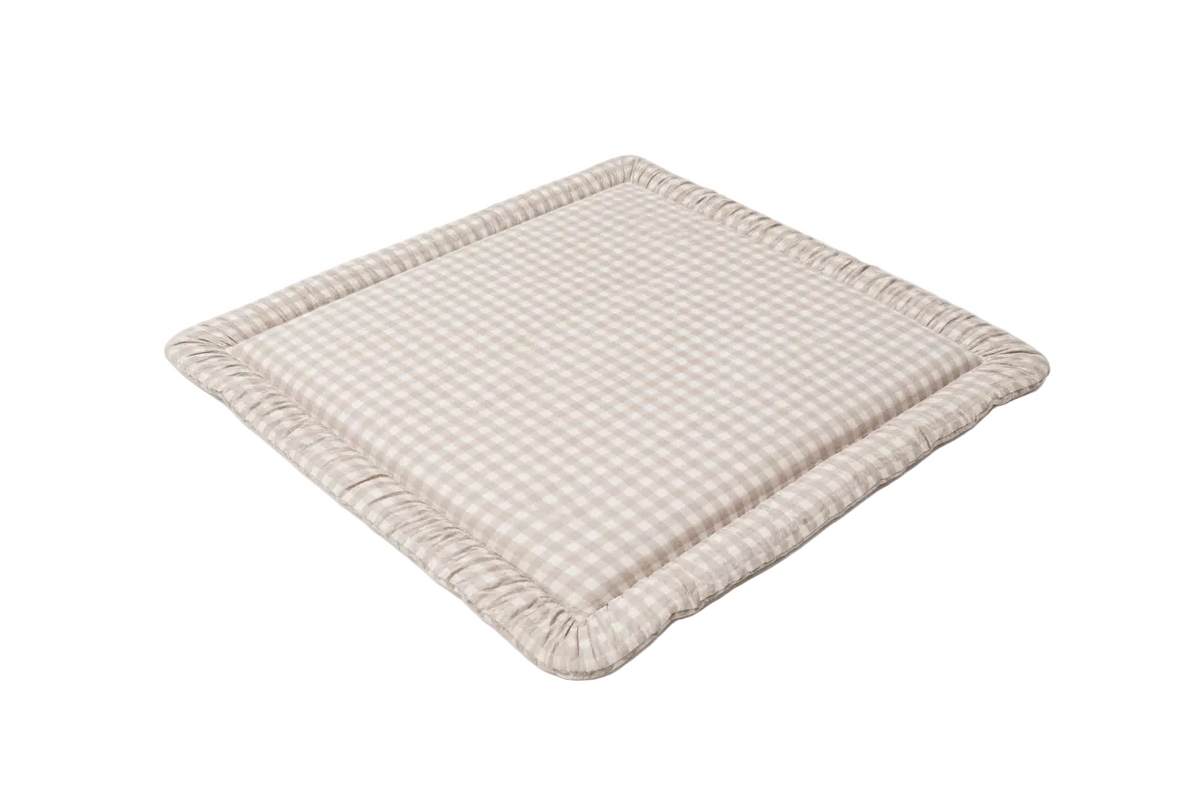 Beige Gingham Padded Baby Play Mat — Little Mae & Co