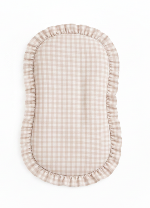 Beige Gingham Ruffle Baby Lounger Cover — Little Mae & Co