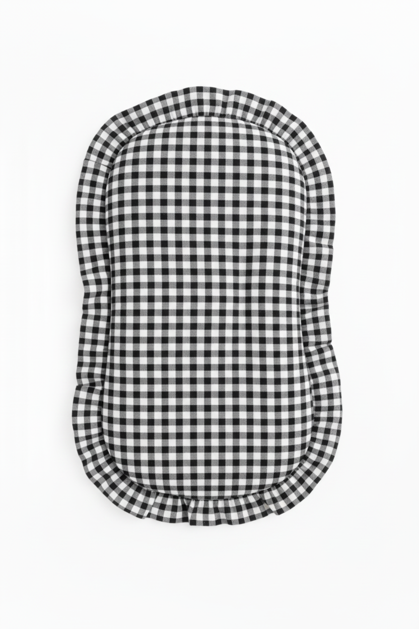 Black Gingham Ruffle Baby Lounger Cover — Little Mae & Co