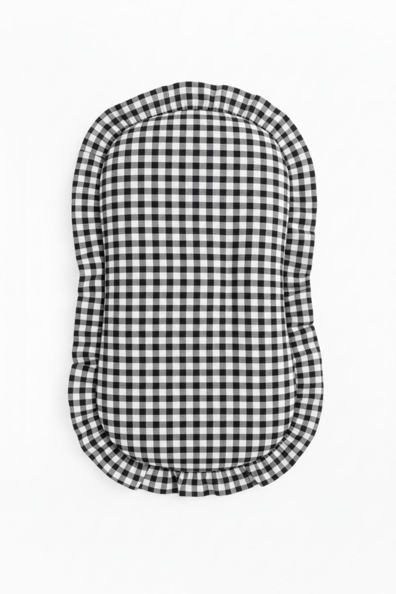 Black Gingham Ruffle Baby Lounger Cover — Little Mae & Co